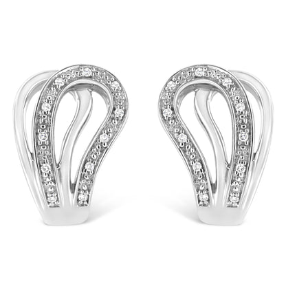 .925 Sterling Silver Pave-Set Diamond Accent Horseshoe Hoop Earring (I-J Color, I1-I2 Clarity) - Bijoux-NYC Direct