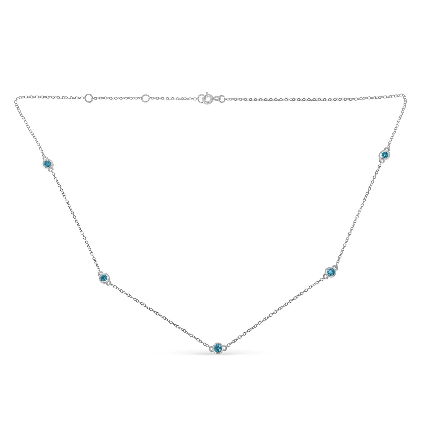 Sterling Silver Treated Diamond By Yard Necklace (1/2 cttw, Blue Color, I2-I3 Clarity) - Bijoux-NYC Direct