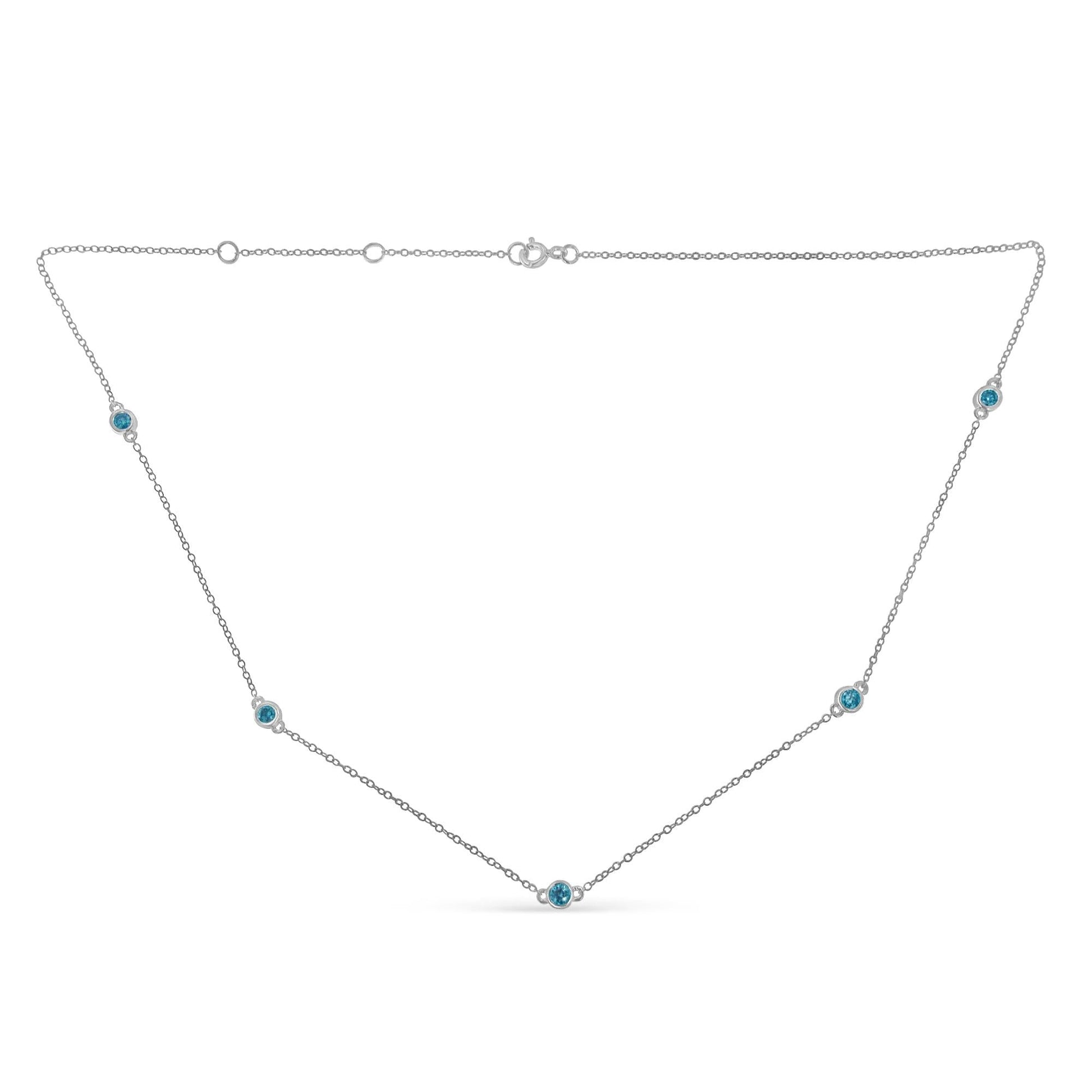 Sterling Silver Treated Diamond By Yard Necklace (1/2 cttw, Blue Color, I2-I3 Clarity) - Bijoux-NYC Direct