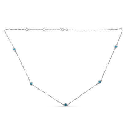 Sterling Silver Treated Diamond By Yard Necklace (1/2 cttw, Blue Color, I2-I3 Clarity) - Bijoux-NYC Direct