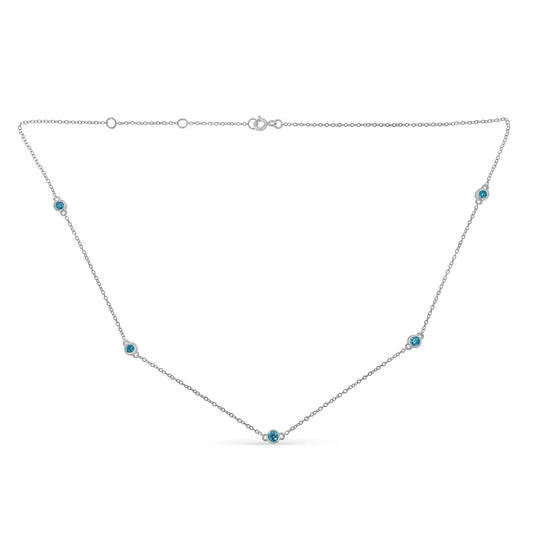 Sterling Silver Treated Diamond By Yard Necklace (1/2 cttw, Blue Color, I2-I3 Clarity) - Bijoux-NYC Direct