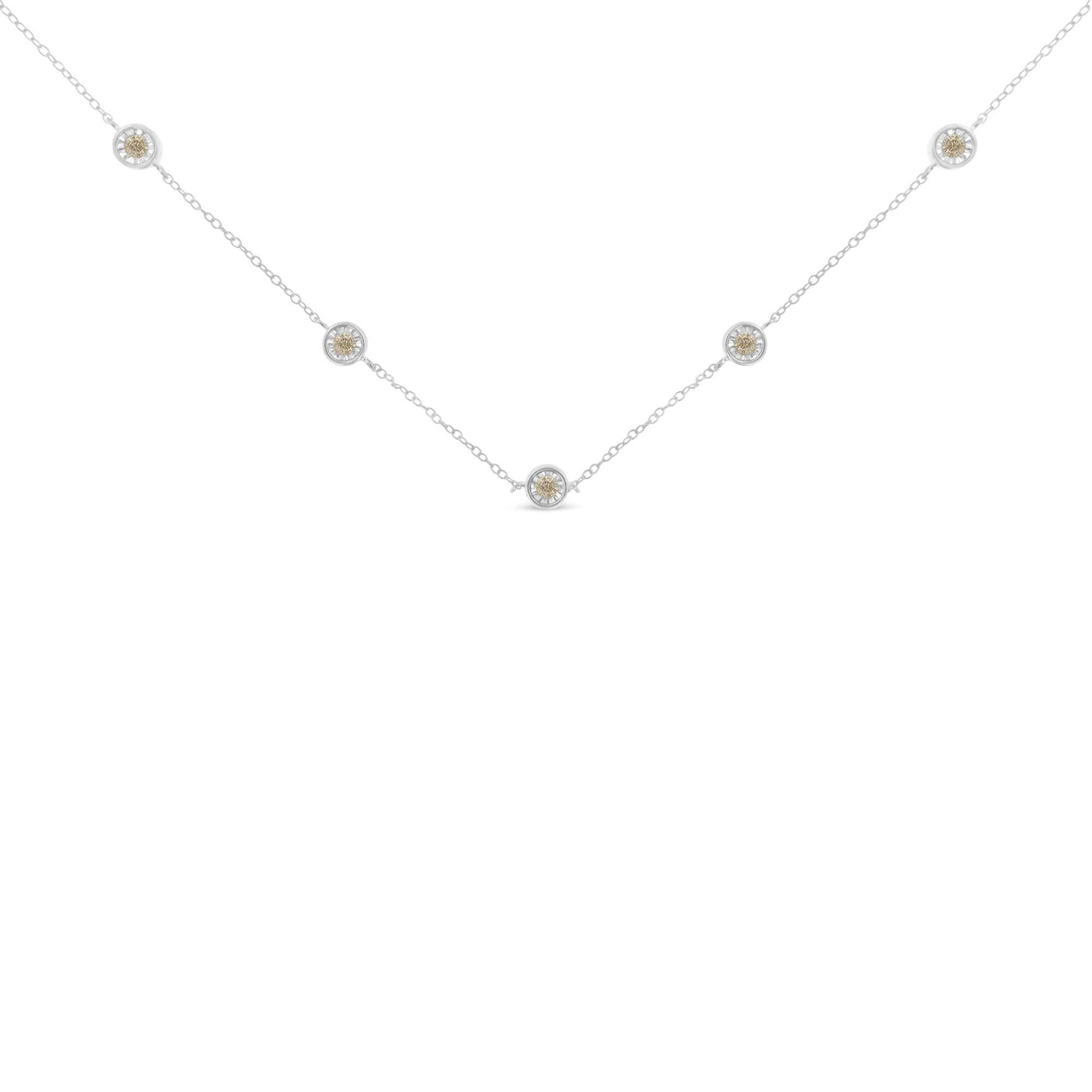 Sterling Silver Diamond Station Necklace (1/2 cttw, I-J Color, I1-I2 Clarity) - Bijoux-NYC Direct