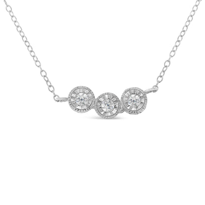 Sterling Silver Round Diamond Pendant Necklace (1/4 cttw, H-I Color, I2-I3 Clarity) - Bijoux-NYC Direct