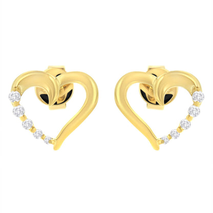 14KT Yellow Gold 1/8 cttw Diamond Journey Heart Earrings (K-L, I1-I2) - Bijoux-NYC Direct