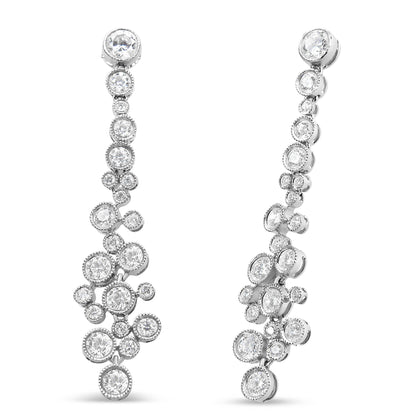 18K White Gold 3.15 Cttw Round Diamond Waterfall Drop Dangle Stud Earrings (H-I Color, VS1-VS2 Clarity) - Bijoux-NYC Direct