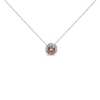 14K White Gold 2 3/8 Cttw Lab Grown Pink Diamond Solitaire with Halo Pendant Necklace - 17" Inches