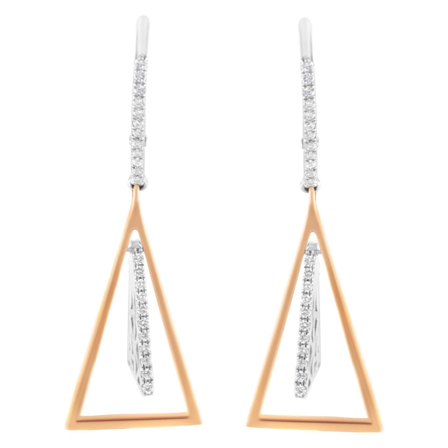 14K Rose and White Gold 3/8 Cttw Diamond Windchime Drop and Dangle Earring (G-H Color, SI1-SI2 Clarity) - Bijoux-NYC Direct