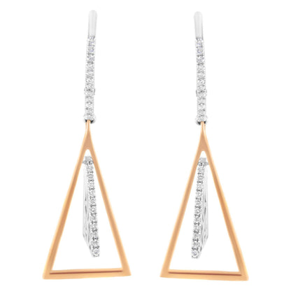 14K Rose and White Gold 3/8 Cttw Diamond Windchime Drop and Dangle Earring (G-H Color, SI1-SI2 Clarity) - Bijoux-NYC Direct