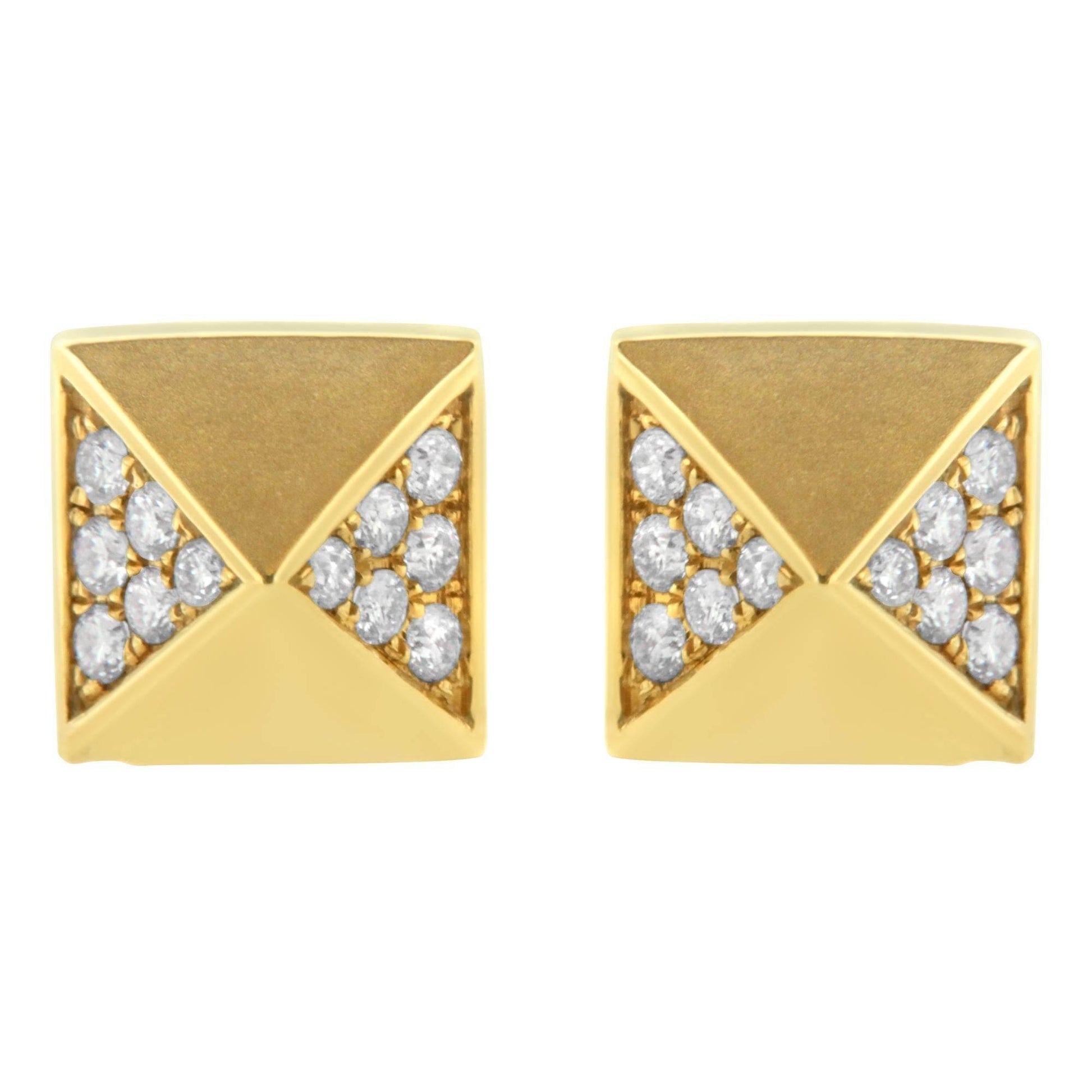 14K Yellow Gold 1/4 Cttw Diamond Pyramid Stud Earring (G-H Color, SI1-SI2 Clarity) - Bijoux-NYC Direct