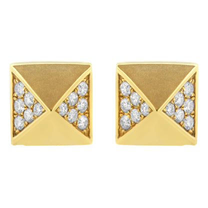 14K Yellow Gold 1/4 Cttw Diamond Pyramid Stud Earring (G-H Color, SI1-SI2 Clarity) - Bijoux-NYC Direct