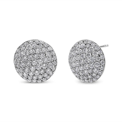 18K White Gold 3 1/2 Cttw Shared Prong Set Diamond Cluster Composite Disc Stud Earrings (F-G Color, VS1-VS2 Clarity) - Bijoux-NYC Direct