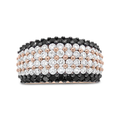 18K Rose Gold 2 1/5 Cttw Black and White Diamond 6 Row Band Ring (F-G and Black Color, VS1-VS2 Clarity) - Bijoux-NYC Direct