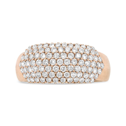 18K Rose Gold 1.00 Cttw Diamond Multi Row Dome Band Ring (F-G Color, VS1-VS2 Clarity) - Bijoux-NYC Direct