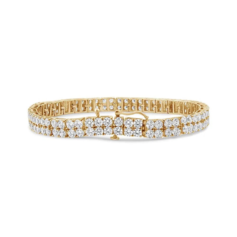 10.0 cttw diamond double row tennis bracelet in 14k yellow gold 7.25 bijoux-nyc direct