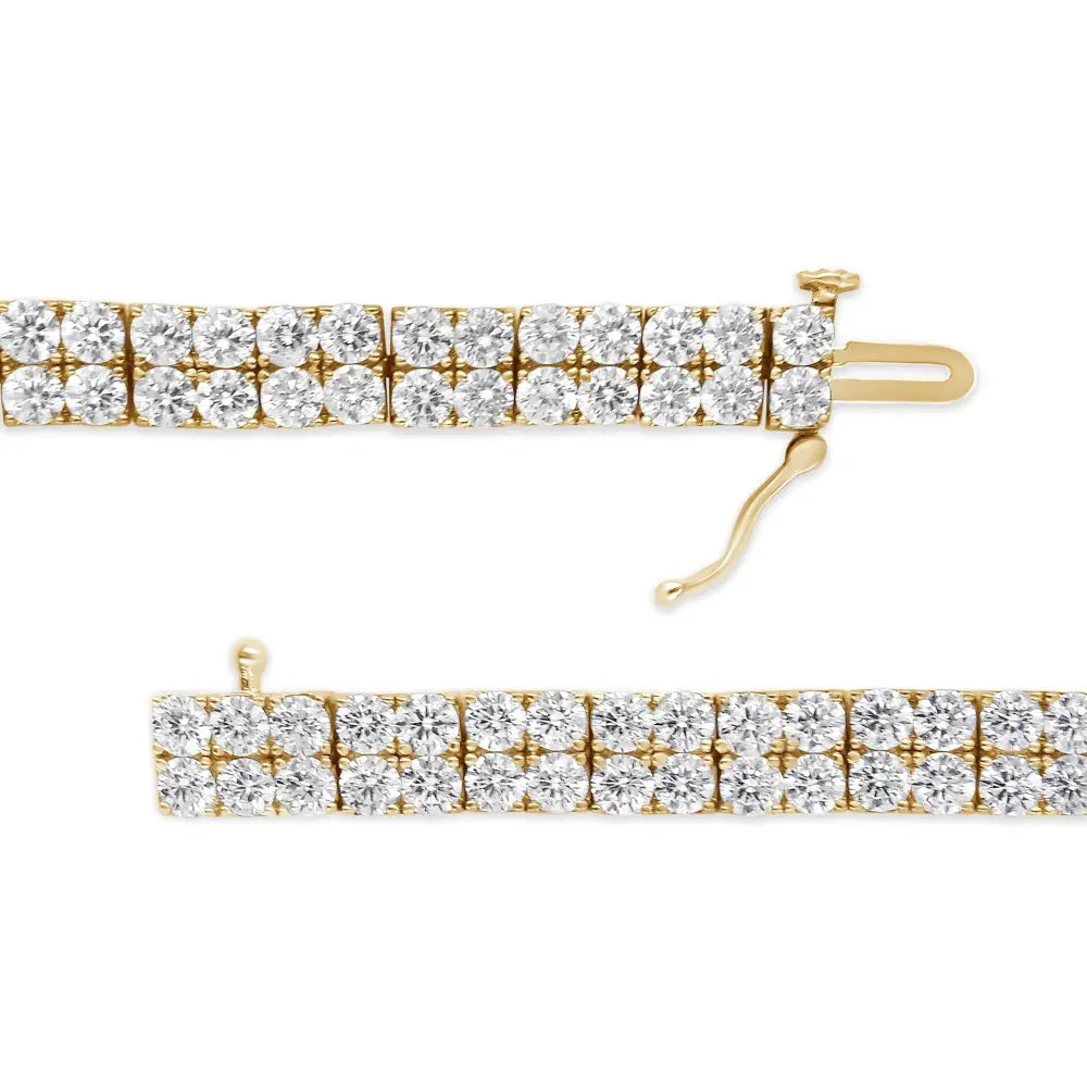 10.0 cttw diamond double row tennis bracelet in 14k yellow gold 7.25 bijoux-nyc direct