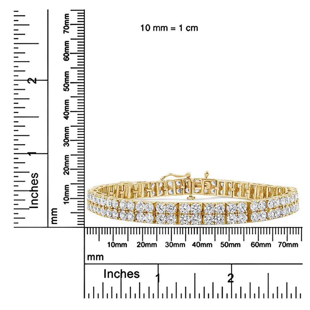 10.0 cttw diamond double row tennis bracelet in 14k yellow gold 7.25 bijoux-nyc direct