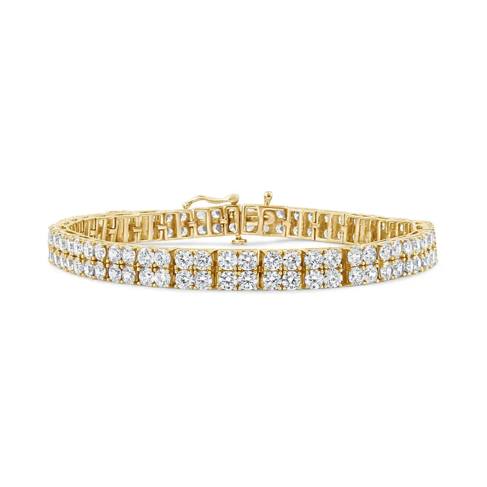 10.0 cttw diamond double row tennis bracelet in 14k yellow gold 7.25 bijoux-nyc direct