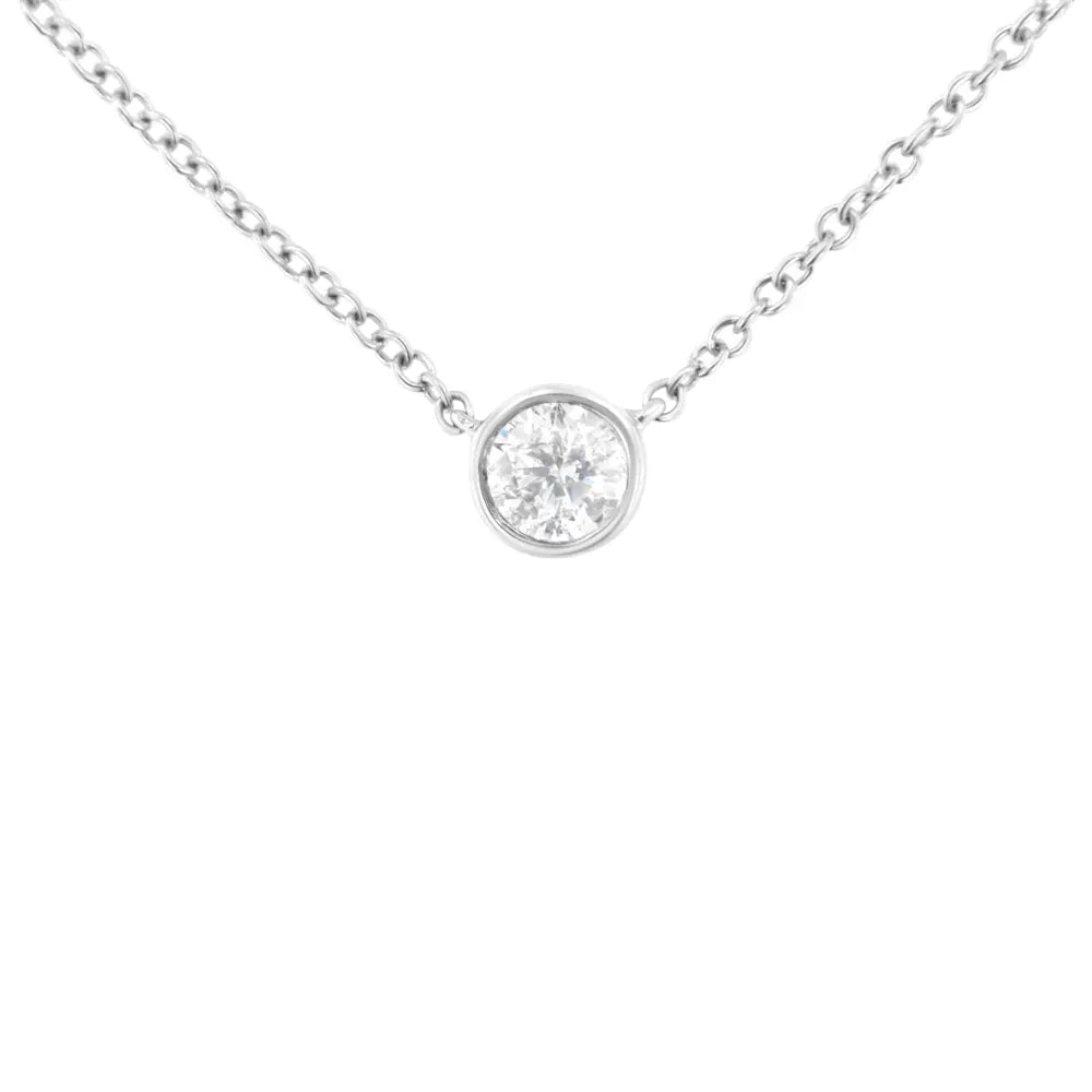 10K Gold 0.25 Carat Diamond Classic Bezel-Set Solitaire Pendant Necklace with 16"-18" Adjustable Chain (H-I Color, SI2-I1 Clarity) - Bijoux-NYC Direct