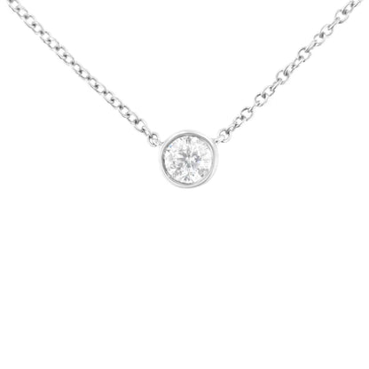 10K Gold 0.25 Carat Diamond Classic Bezel-Set Solitaire Pendant Necklace with 16"-18" Adjustable Chain (H-I Color, SI2-I1 Clarity) - Bijoux-NYC Direct
