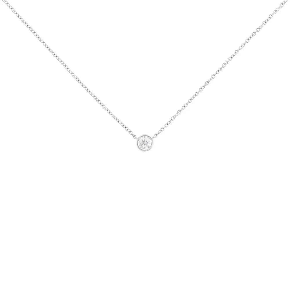10K Gold 0.25 Carat Diamond Classic Bezel-Set Solitaire Pendant Necklace with 16"-18" Adjustable Chain (H-I Color, SI2-I1 Clarity) - Bijoux-NYC Direct