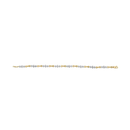 10k gold 1/3 cttw diamond miracle set alternating bar and link bracelet (i j color i1 i2 clarity) 7.75’’ inches