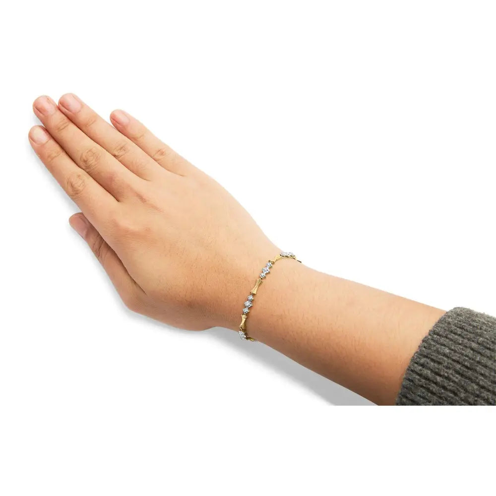 10k gold 1/3 cttw diamond miracle set bar and link bracelet 7.75 inches bijoux-nyc direct