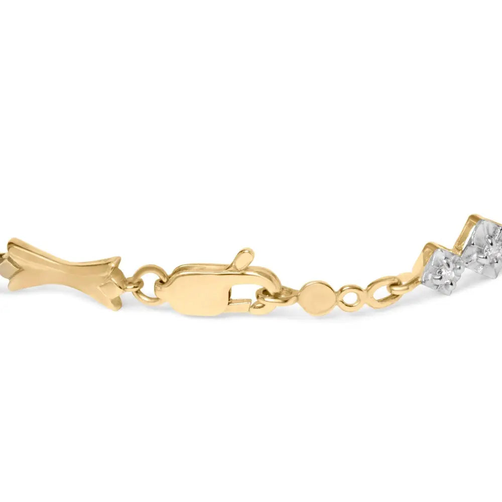 10k gold 1/3 cttw diamond miracle set bar and link bracelet 7.75 inches bijoux-nyc direct