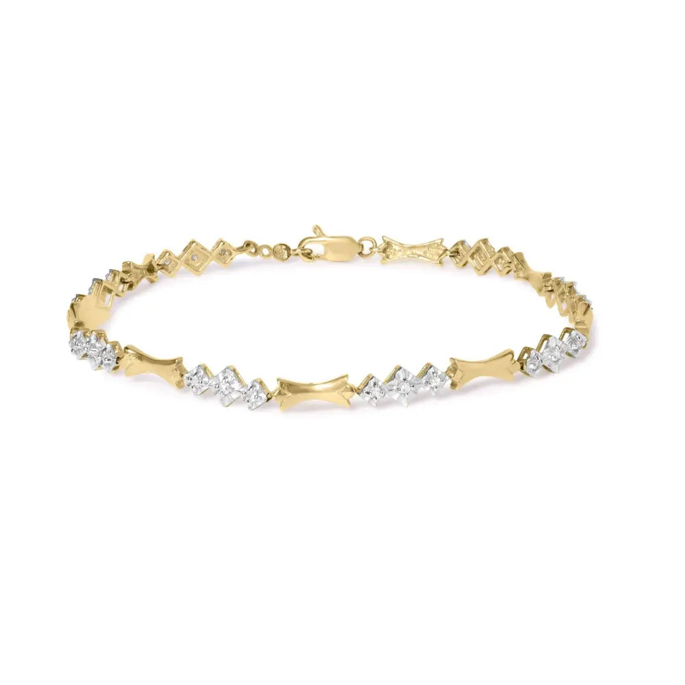 10k gold 1/3 cttw diamond miracle set bar and link bracelet 7.75 inches bijoux-nyc direct