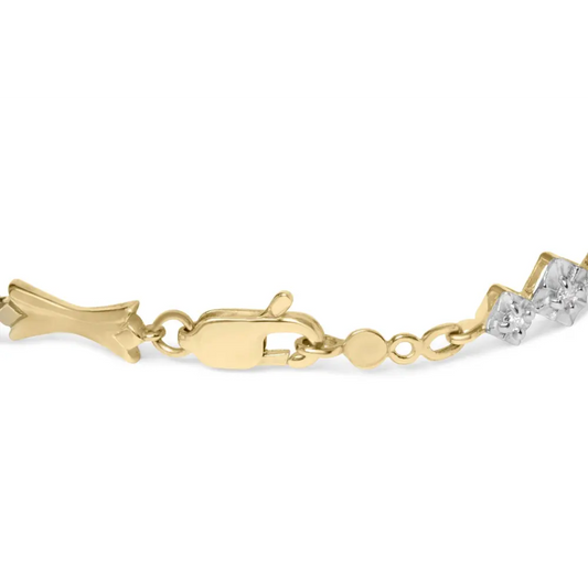 10k gold 1/3 cttw diamond miracle set alternating bar and link bracelet (i j color i1 i2 clarity) 7.75’’ inches