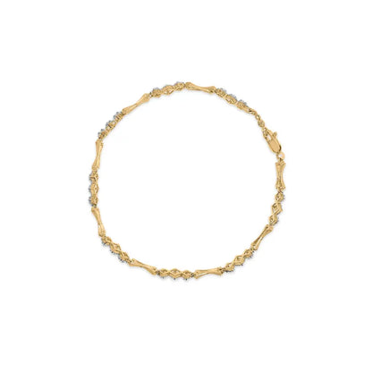 10k gold 1/3 cttw diamond miracle set alternating bar and link bracelet (i j color i1 i2 clarity) 7.75’’ inches