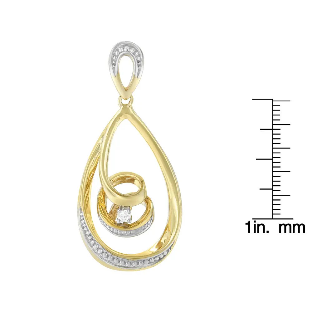 10k gold brilliant cut diamond accented open teardrop twisted curl 18’’ pendant necklace (j k color i2 i3 clarity) choice