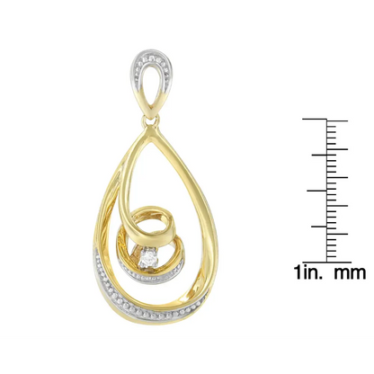 10k gold brilliant cut diamond accented open teardrop twisted curl 18’’ pendant necklace (j k color i2 i3 clarity) choice