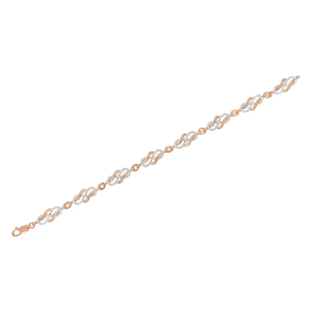 10k rose gold 1.0 cttw diamond infinity swirl link bracelet 7.25 inches bijoux-nyc direct