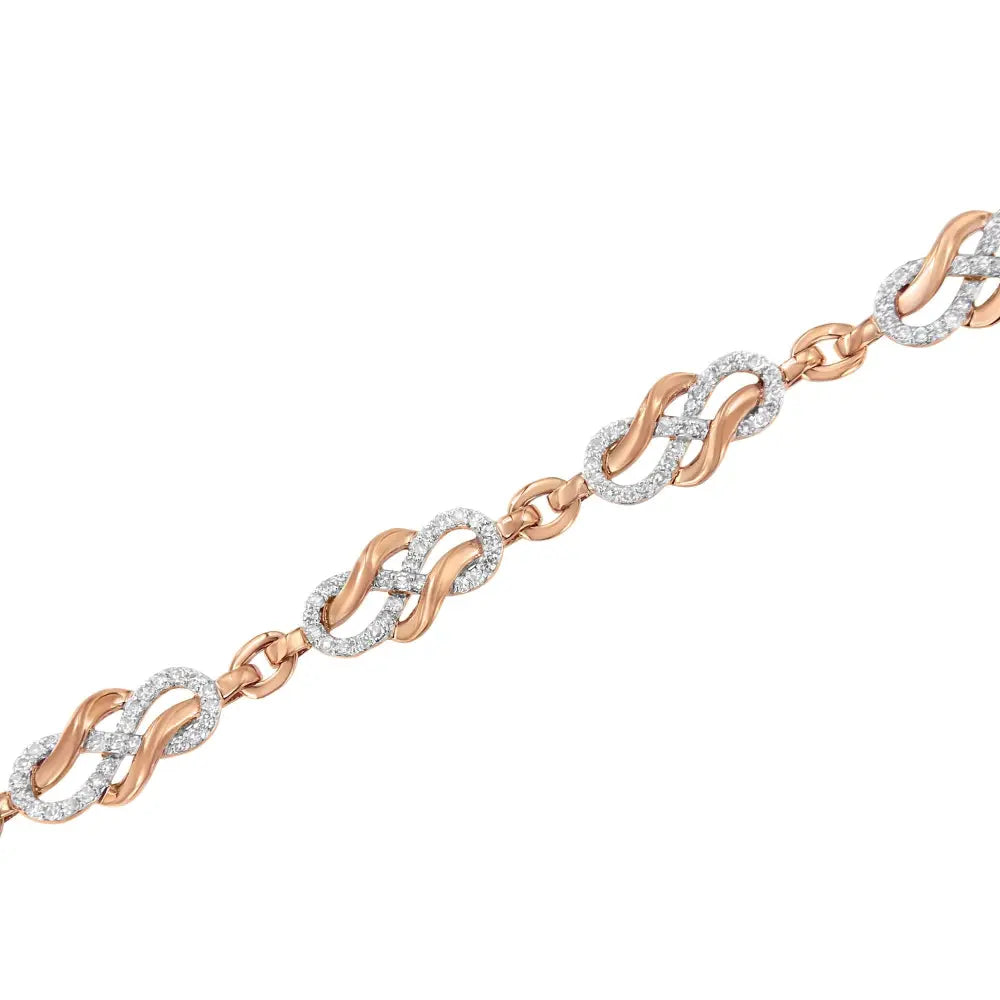 10k rose gold 1.0 cttw diamond infinity swirl link bracelet 7.25 inches bijoux-nyc direct