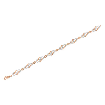 10k rose gold 1.0 cttw diamond infinity loop and swirl link bracelet (i j color i2 i3 clarity) 7.25’’ inches