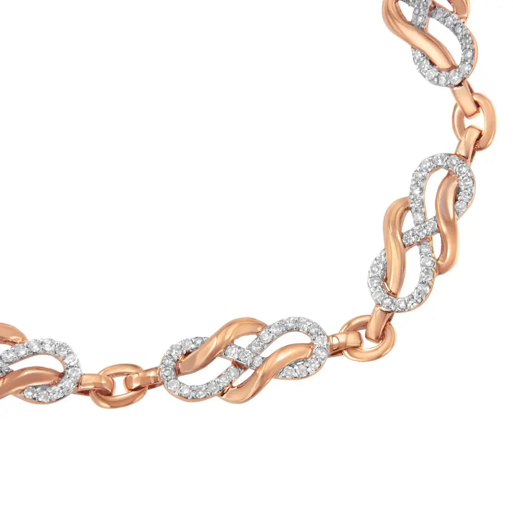 10k rose gold 1.0 cttw diamond infinity swirl link bracelet 7.25 inches bijoux-nyc direct