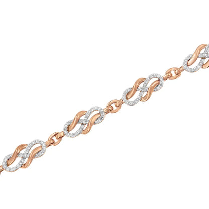10k rose gold 1.0 cttw diamond infinity loop and swirl link bracelet (i j color i2 i3 clarity) 7.25’’ inches