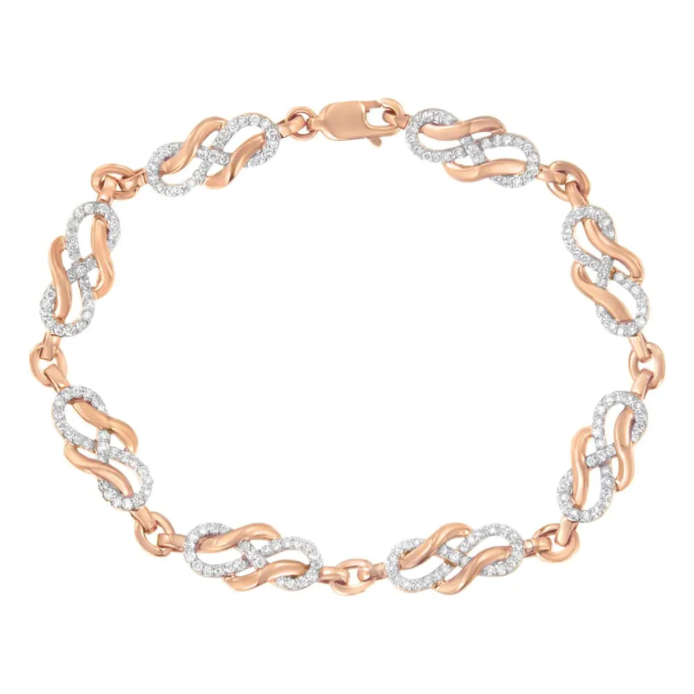 10k rose gold 1.0 cttw diamond infinity swirl link bracelet 7.25 inches bijoux-nyc direct