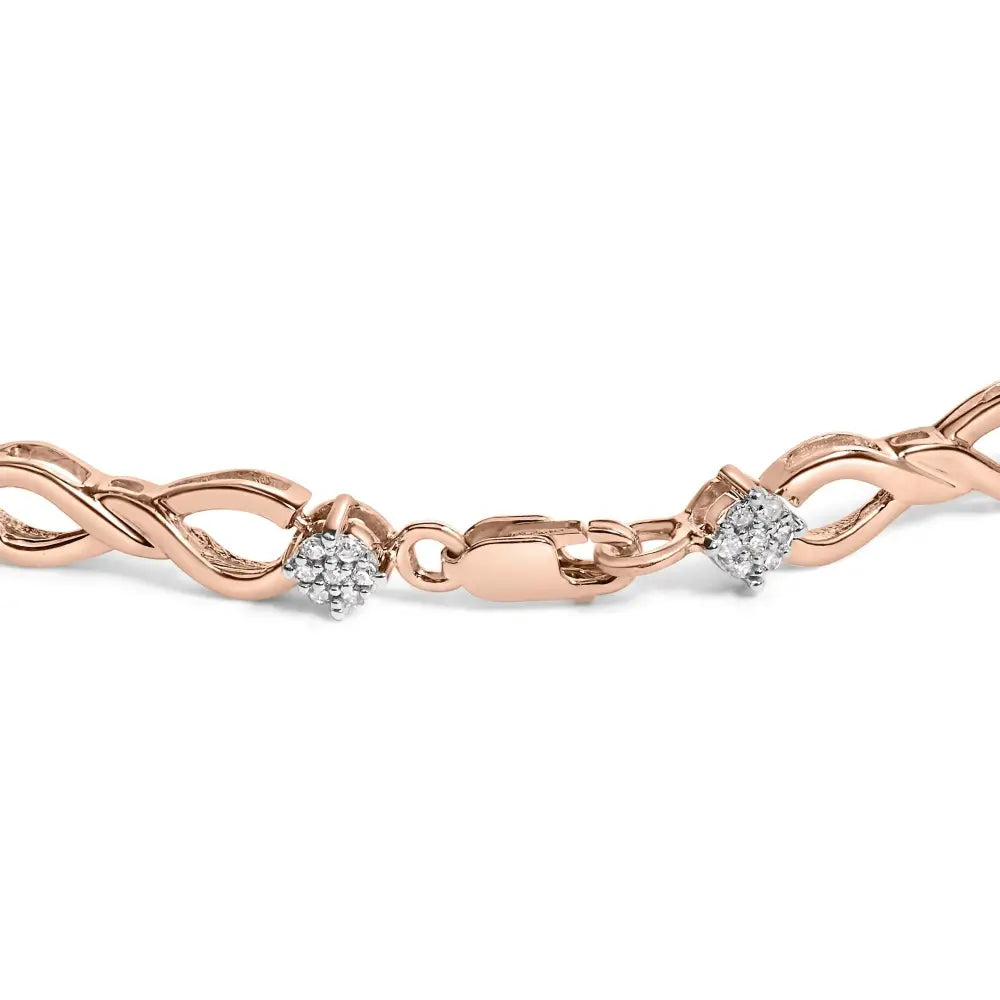 10k rose gold 1/2 cttw diamond infinity link bracelet 7 inch bijoux-nyc direct