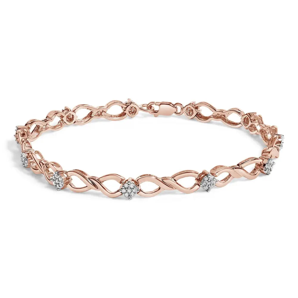 10k rose gold 1/2 cttw diamond infinity link bracelet 7 inch bijoux-nyc direct