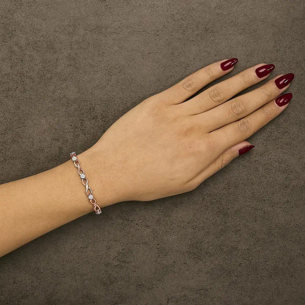 10k rose gold 1/2 cttw diamond infinity link bracelet 7 inch bijoux-nyc direct