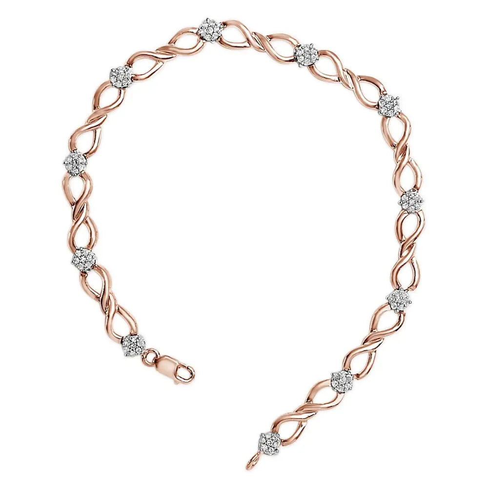 10k rose gold 1/2 cttw diamond infinity link bracelet 7 inch bijoux-nyc direct