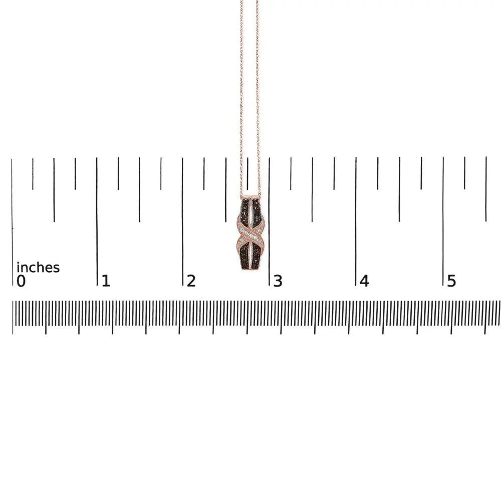 10K Rose Gold 1/4 Cttw White and Chocolate Brown Diamond Infinity Twist Pendant Necklace (I-J Color, I1-I2 Clarity) - Bijoux-NYC Direct