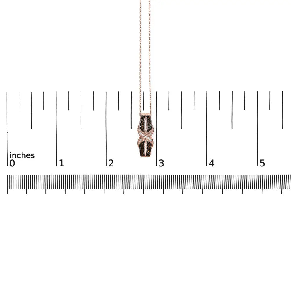 10k rose gold 1/4 cttw white and brown diamond infinity twist necklace bijoux-nyc direct