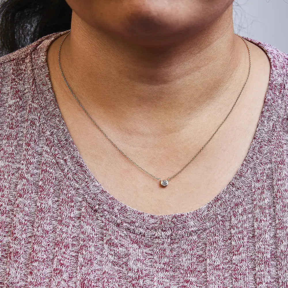 1/5 carat diamond solitaire bezel pendant in 10k rose gold necklace bijoux-nyc direct