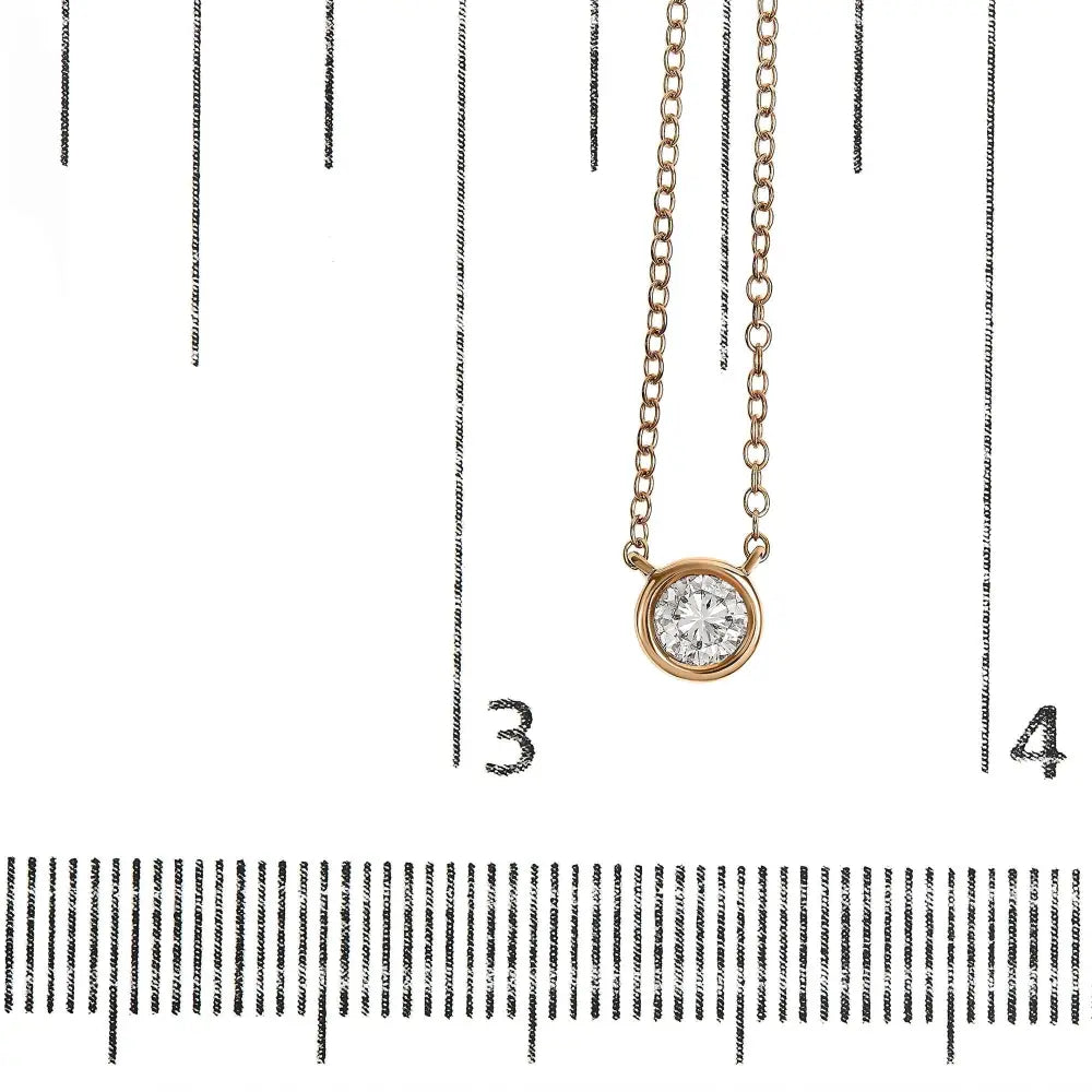3/10 carat diamond bezel solitaire necklace in 10k rose gold bijoux-nyc direct