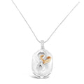 10k rose gold and sterling silver 1/10ct tdw diamond heart necklace bijoux-nyc direct