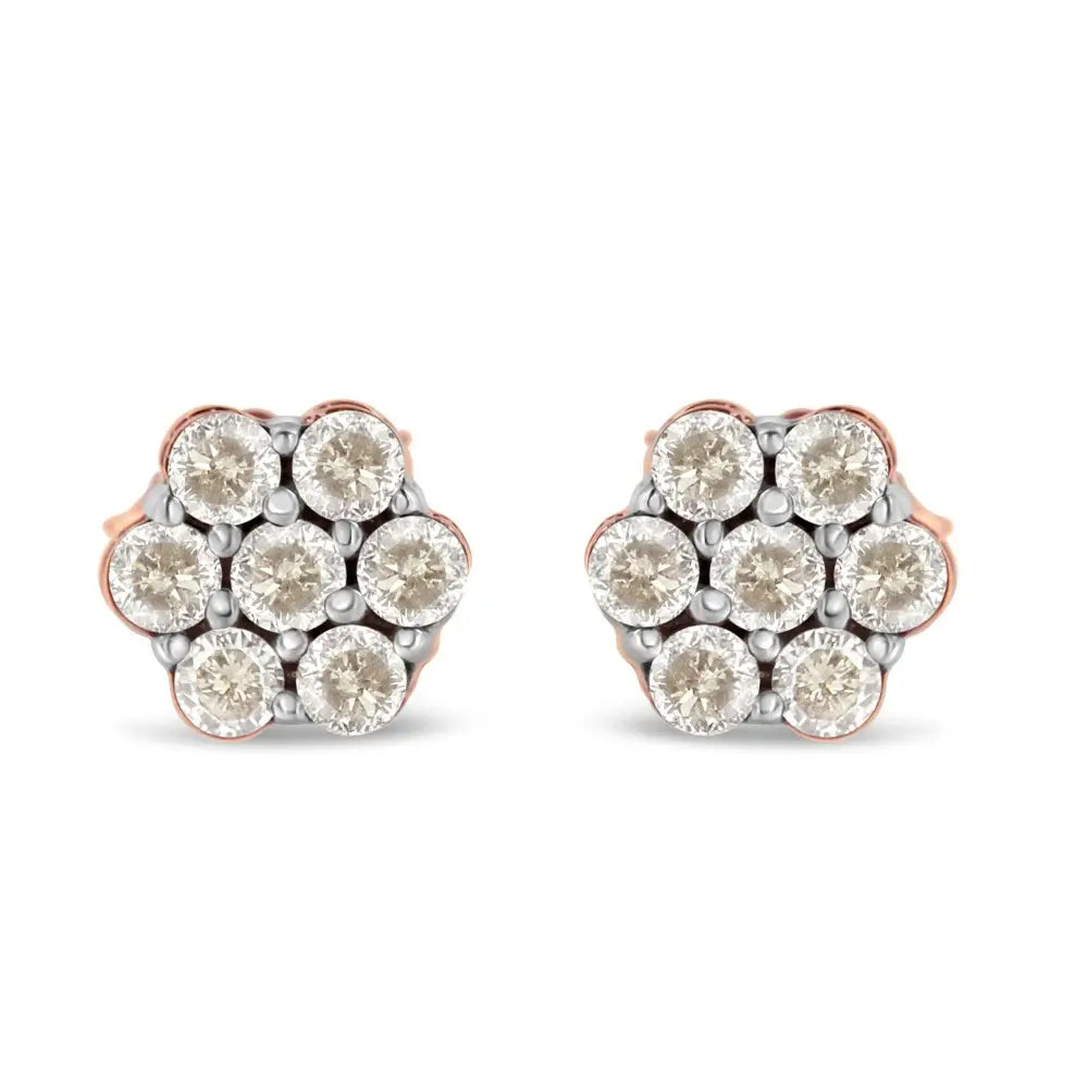 0.50 carat diamond floral stud earrings in 10k rose gold bijoux-nyc direct