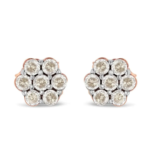 0.50 carat diamond floral stud earrings in 10k rose gold bijoux-nyc direct