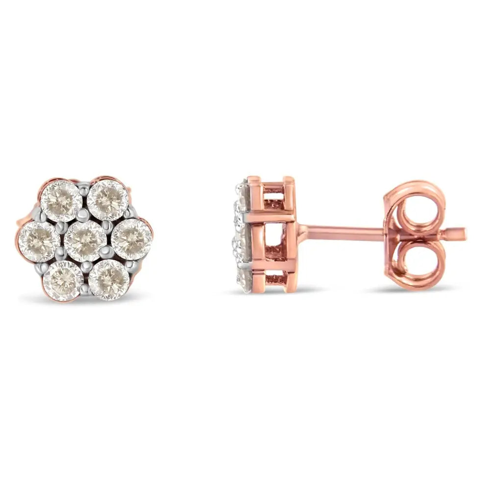 0.50 carat diamond floral stud earrings in 10k rose gold bijoux-nyc direct
